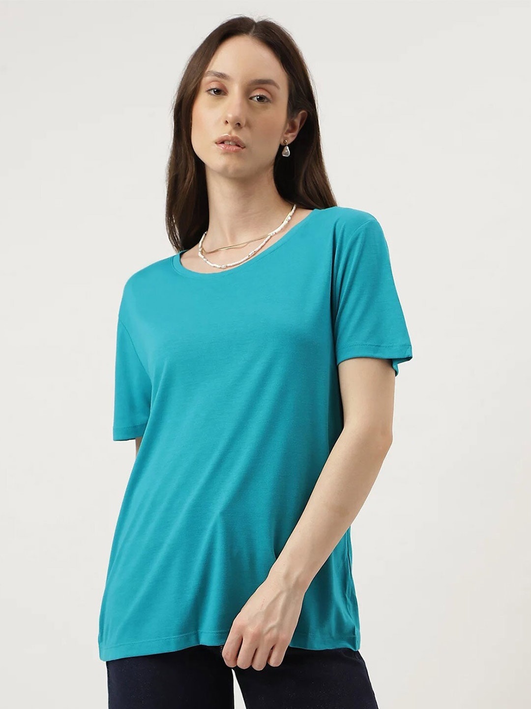 

Marks & Spencer Round Neck Short Sleeves T-shirt, Turquoise blue