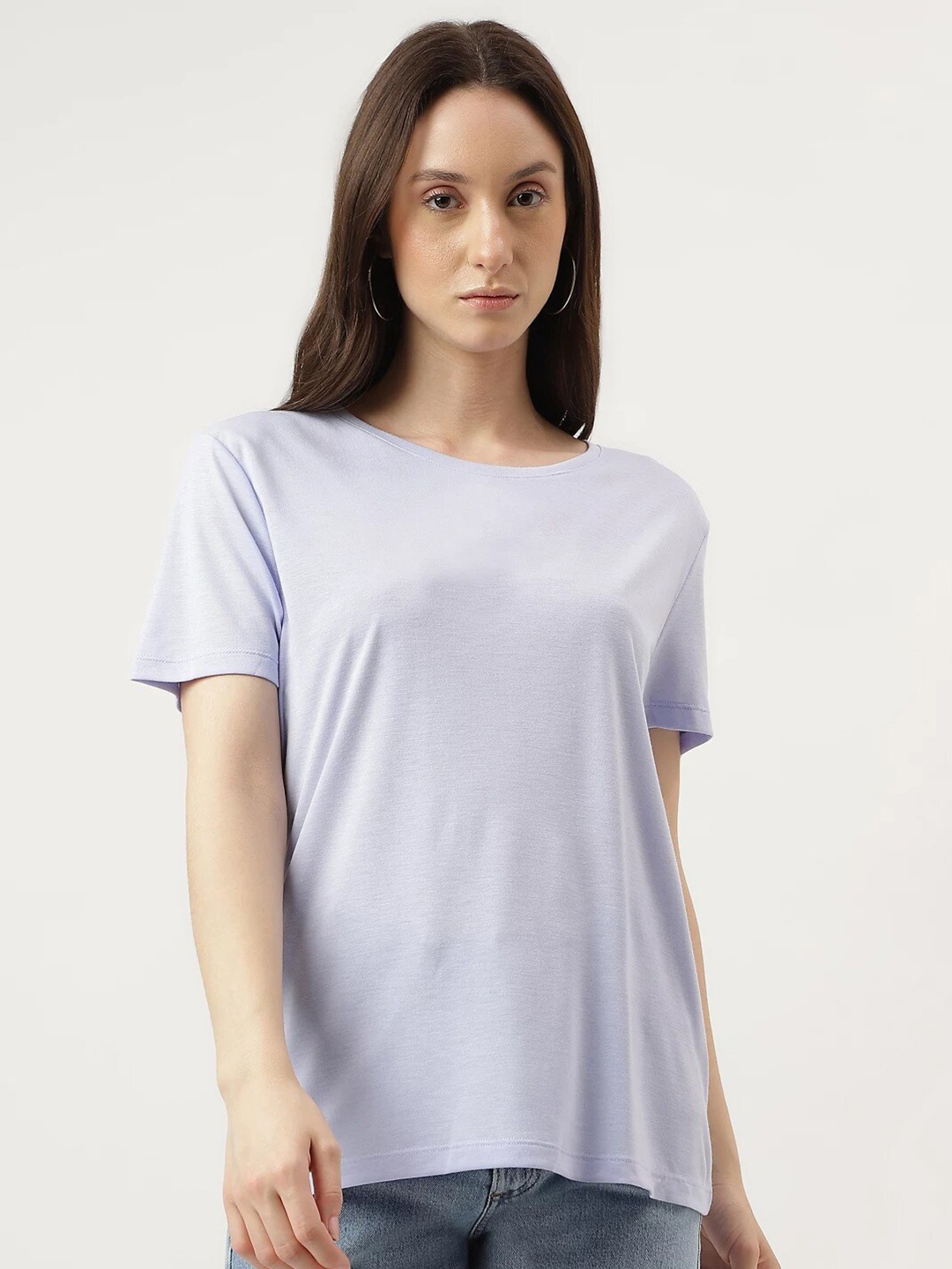 

Marks & Spencer Round Neck Relaxed Fit T-shirt, Violet