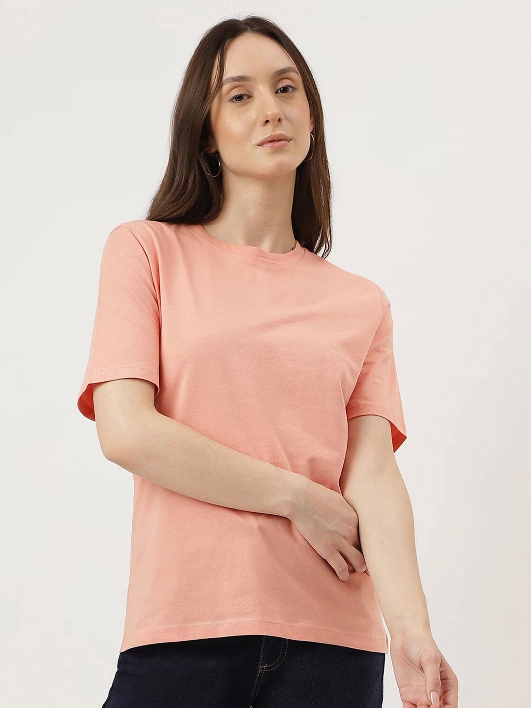 

Marks & Spencer Round Neck Short Sleeves Pure Cotton T-shirt, Orange