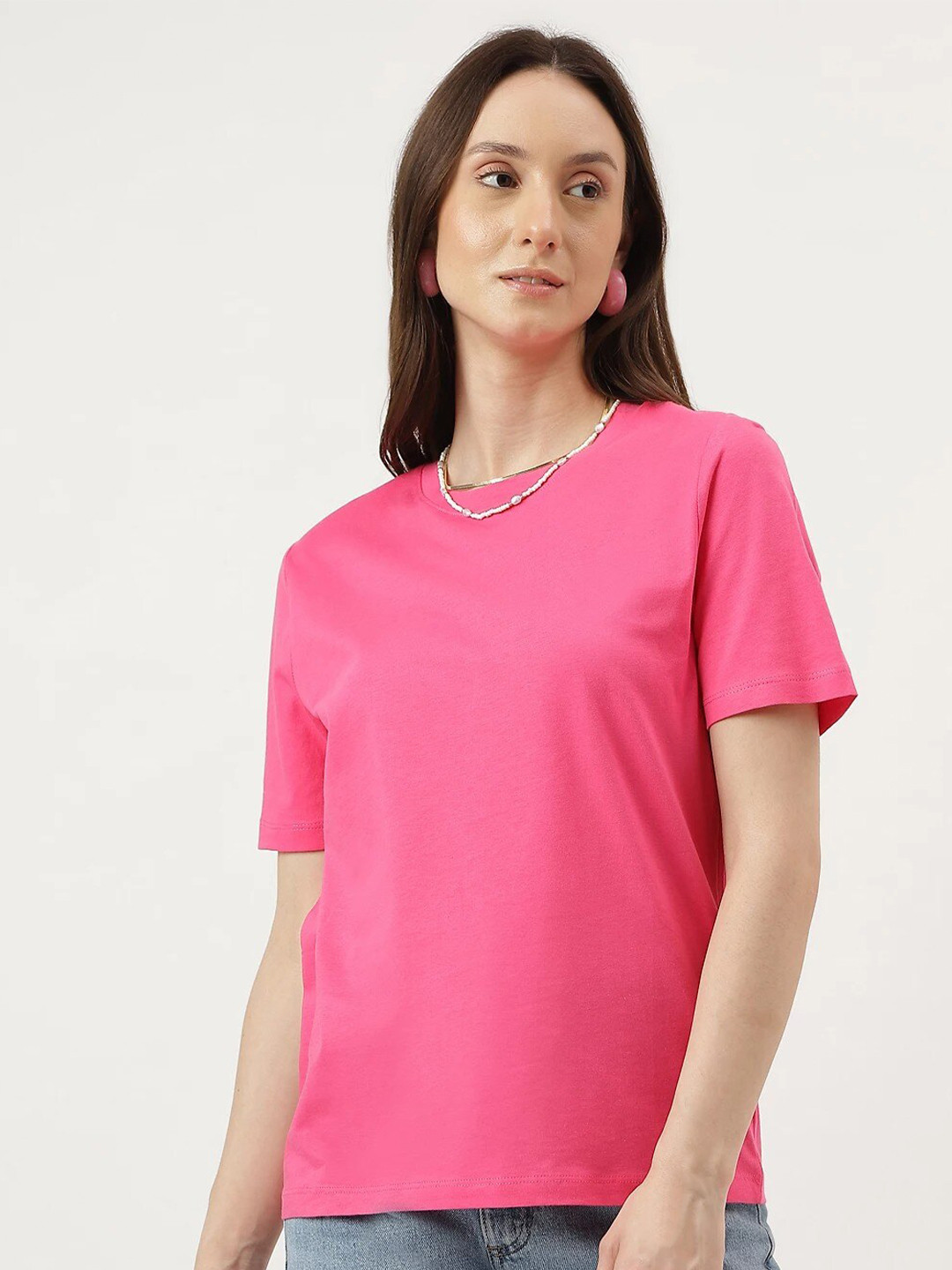

Marks & Spencer Round Neck Pure Cotton T-Shirt, Pink