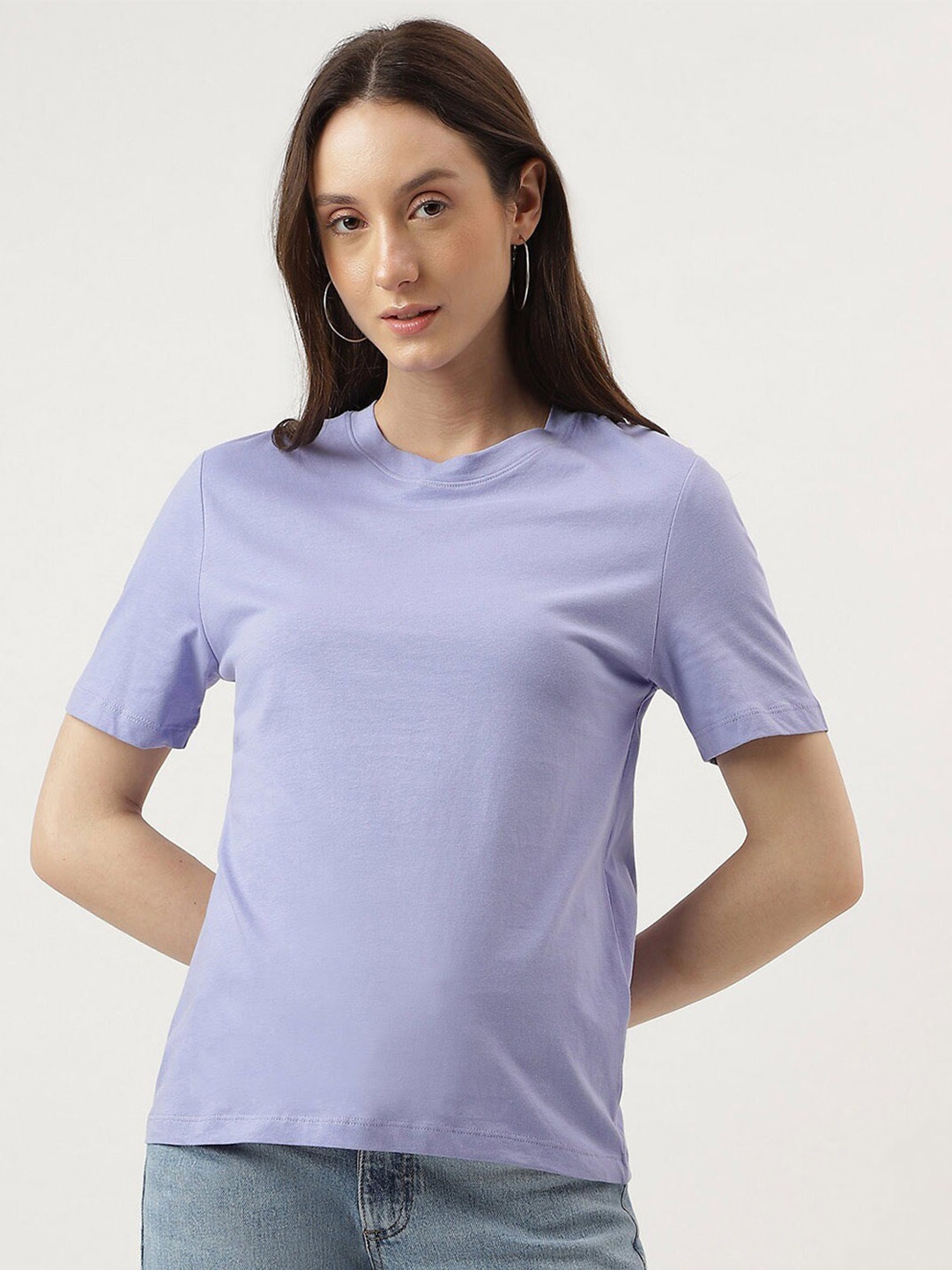

Marks & Spencer Round Neck Short Sleeves Pure Cotton T-shirt, Purple