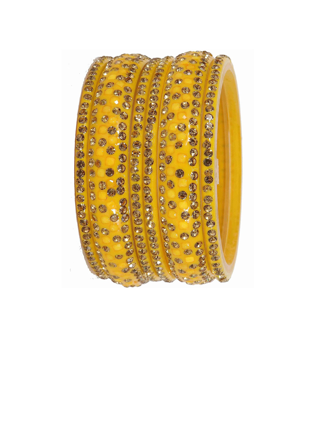 

NMII Set Of 6 Zircon Studded Acrylic Bangles, Yellow