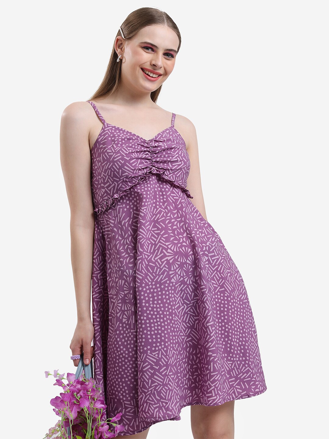 

KETCH Polka Dot Print Fit & Flare Dress, Lavender