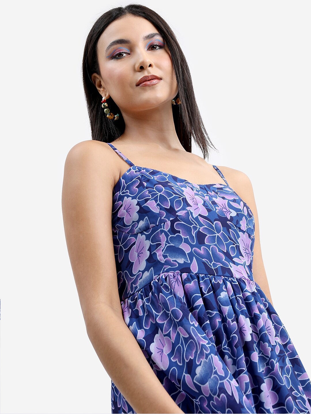 

KETCH Shoulder Straps Floral Printed Maxi Dress, Blue