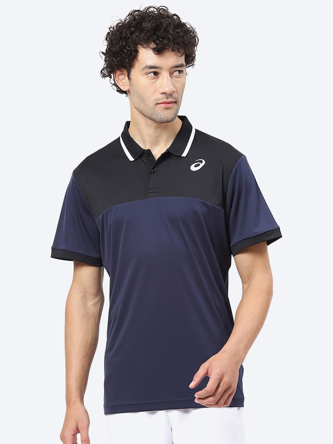 

ASICS Colourblocked Court Polo Collar T-Shirt, Blue