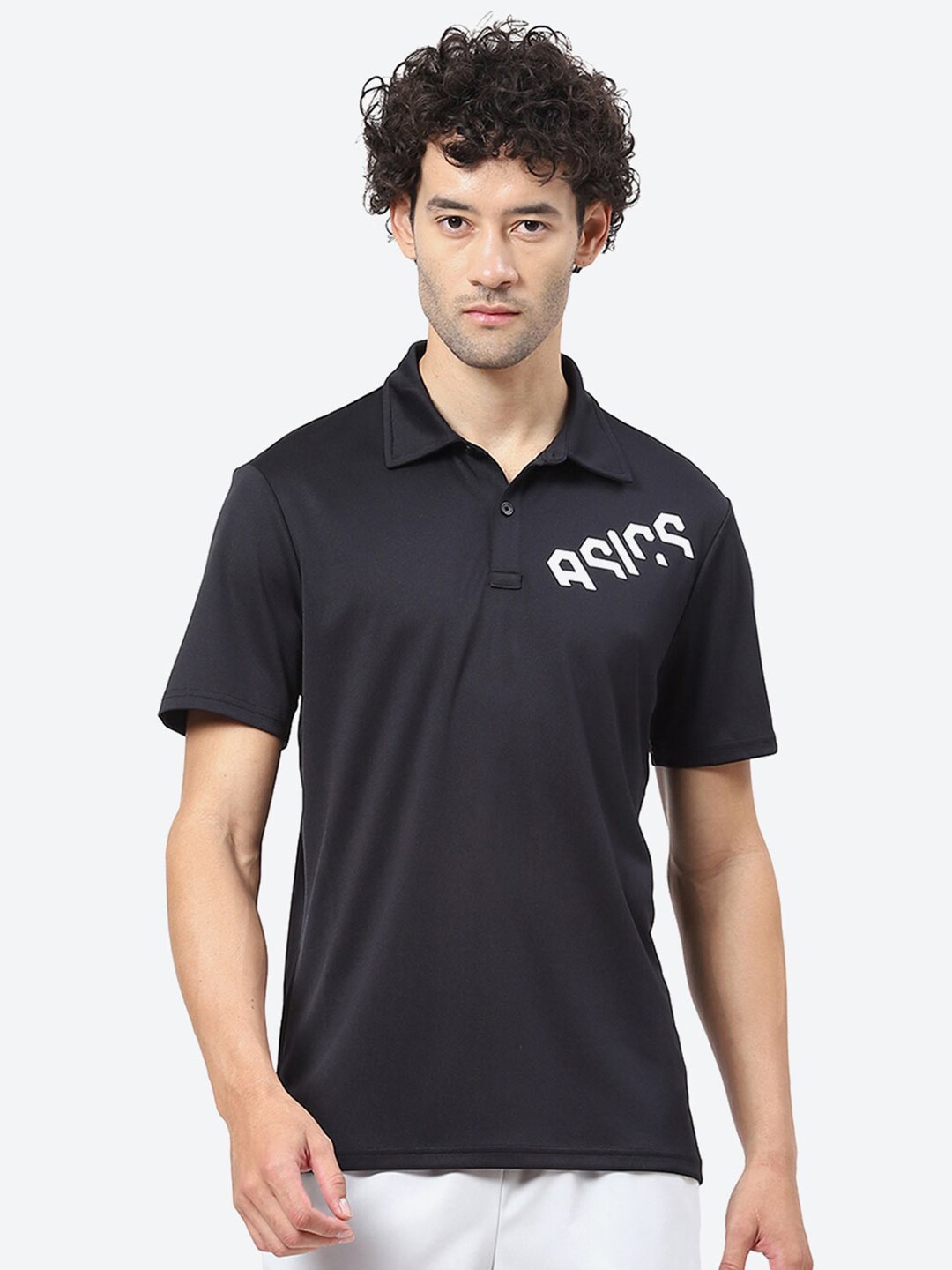 

ASICS Typography Printed Hex Graphic Dry Polo Collar T-Shirt, Black