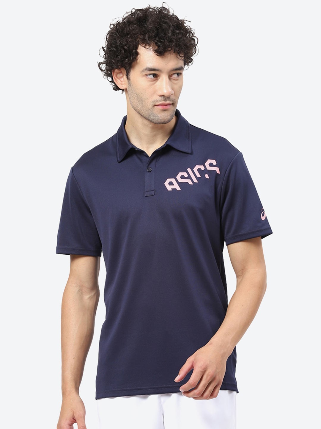 

ASICS HEX GRAPHIC Polo Collar Printed T-Shirt, Blue