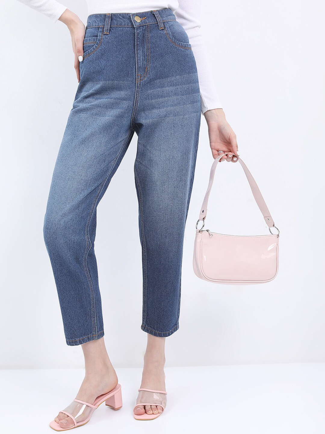 

KETCH Women Relaxed Fit High-Rise Jeans, Blue