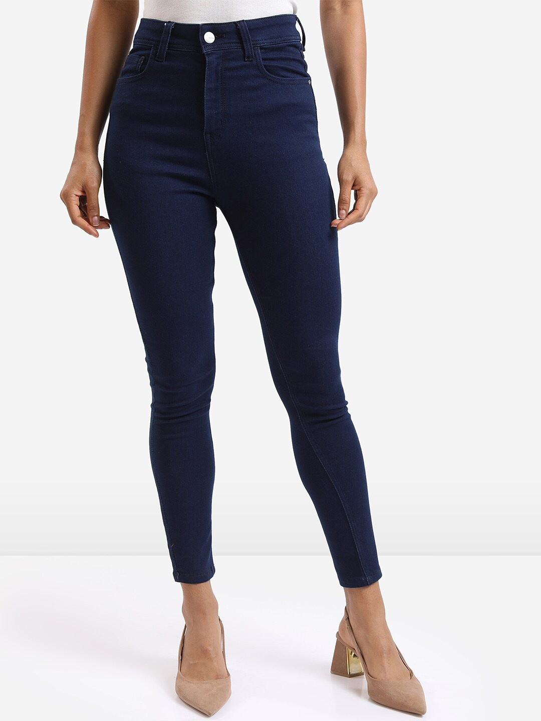 

KETCH Women Cropped Slim Fit High-Rise stretchable Jeans, Navy blue