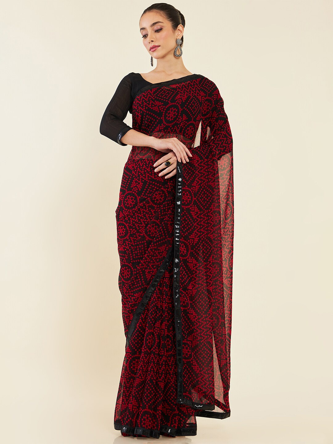 

Soch Viscose Rayon Printed Saree, Red