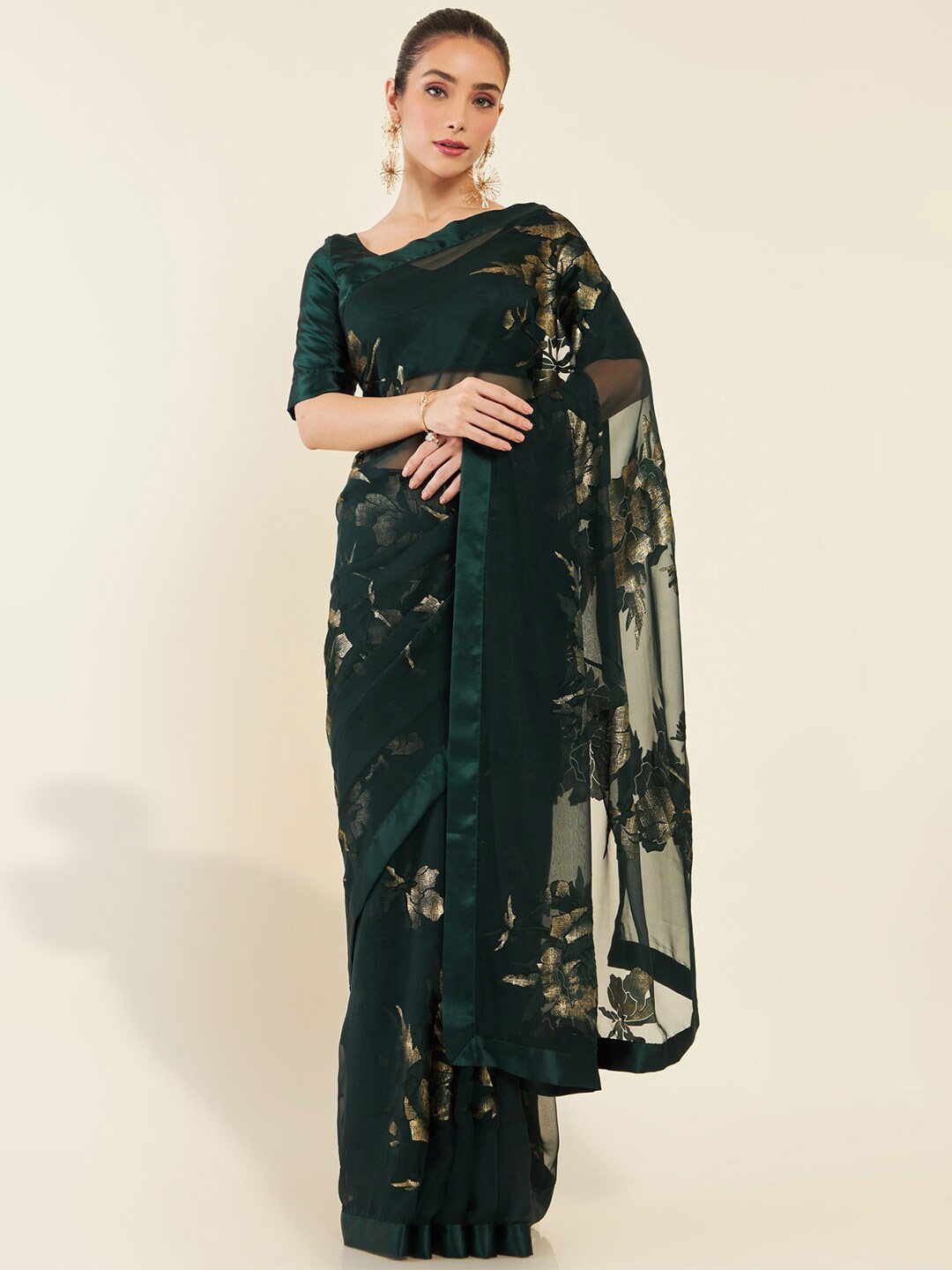 

Soch Floral Printed Saree, Green