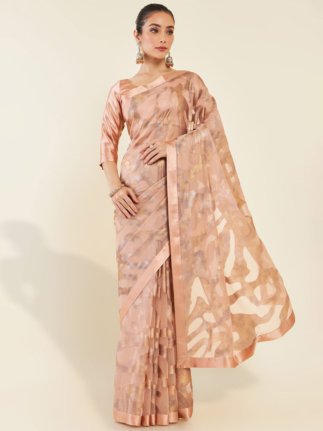 

Soch Gold-Toned Woven Design Saree
