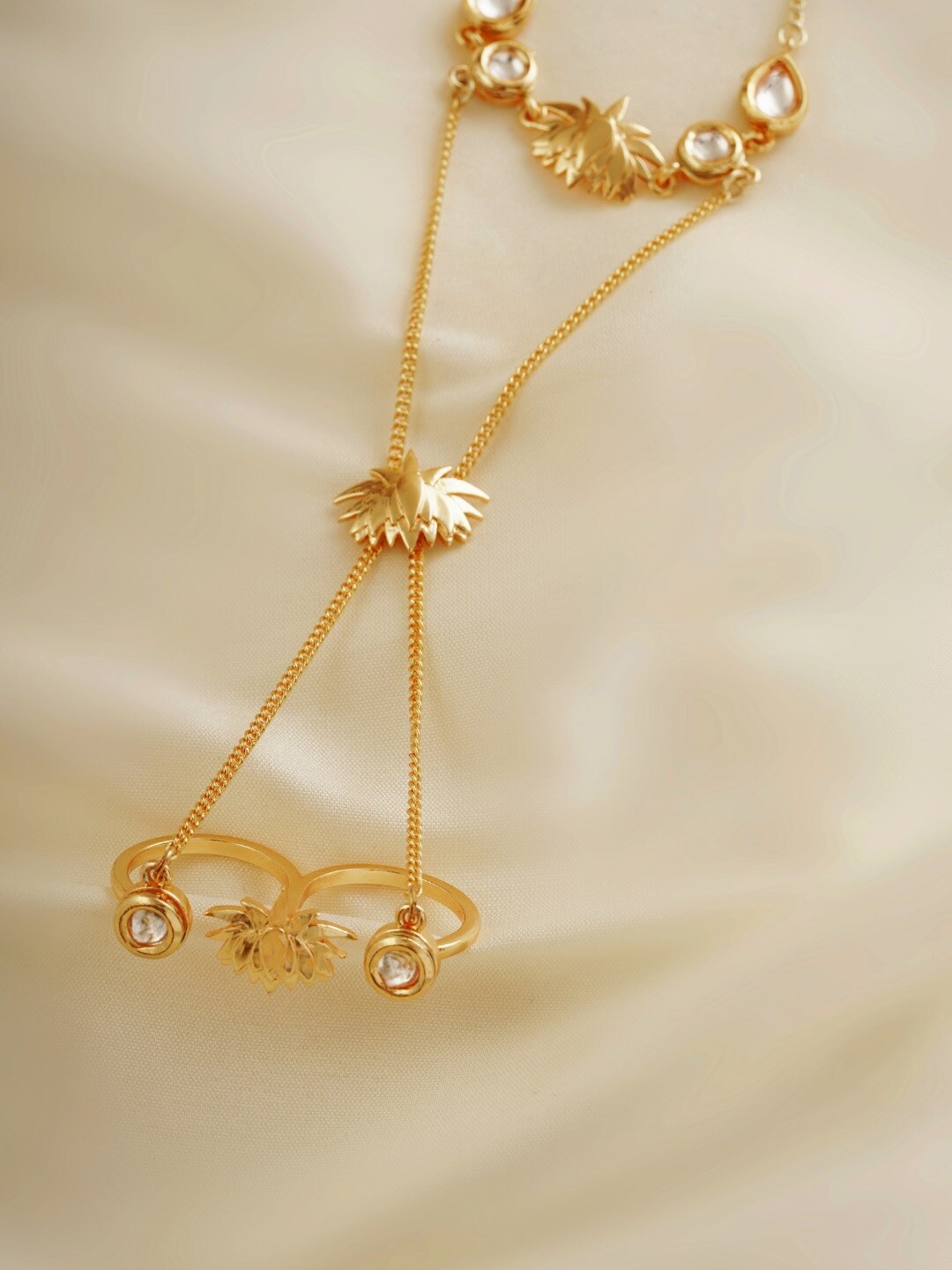 

Abhishti Gold-Plated Multistrand Nalinakshi Haathphool Bracelet