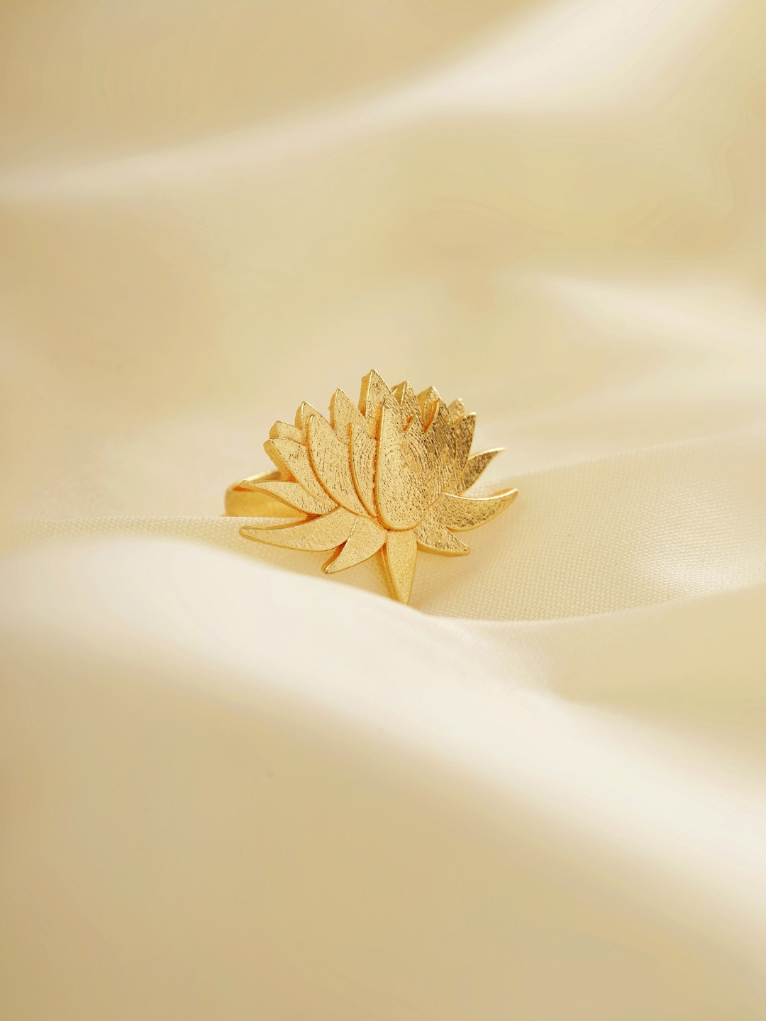 

Abhishti Gold-Plated Lotus Shaped Adjustable Finger Ring