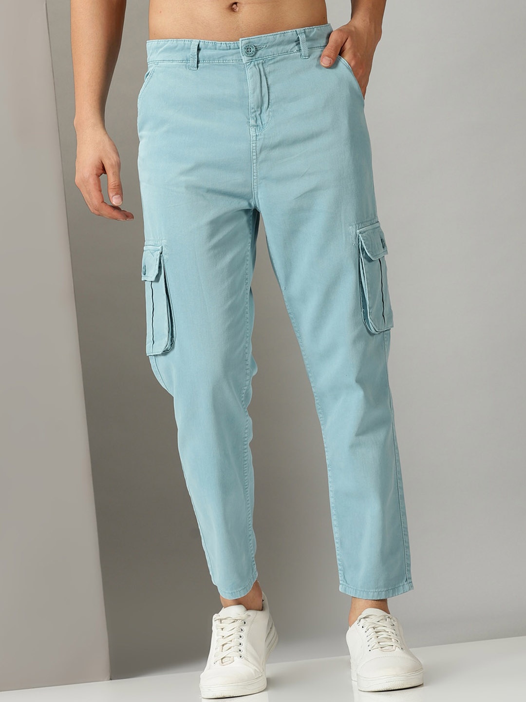 

Old Grey Men Relaxed Loose Fit Cargos, Blue