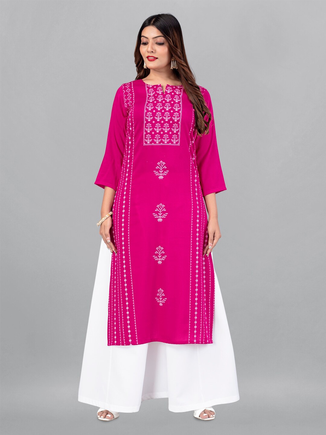 

FASHION DREAM Ethnic Motifs Printed Cotton Silk Kurta, Pink