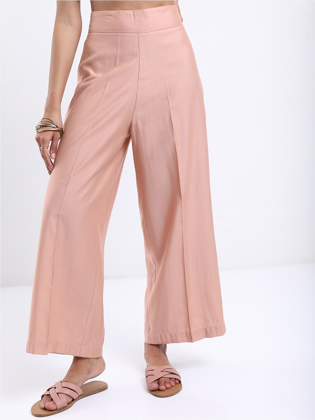 

Vishudh Mid rise Wide Leg Palazzos, Peach