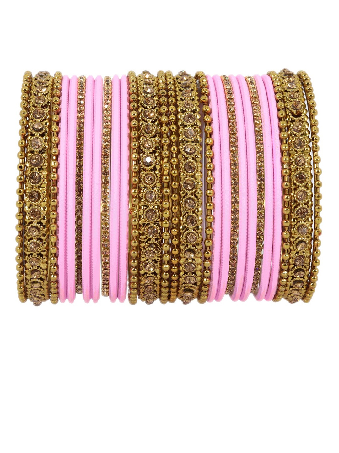 

NMII Set Of 28 Zircon Studded Glossy Finished Bangles, Magenta