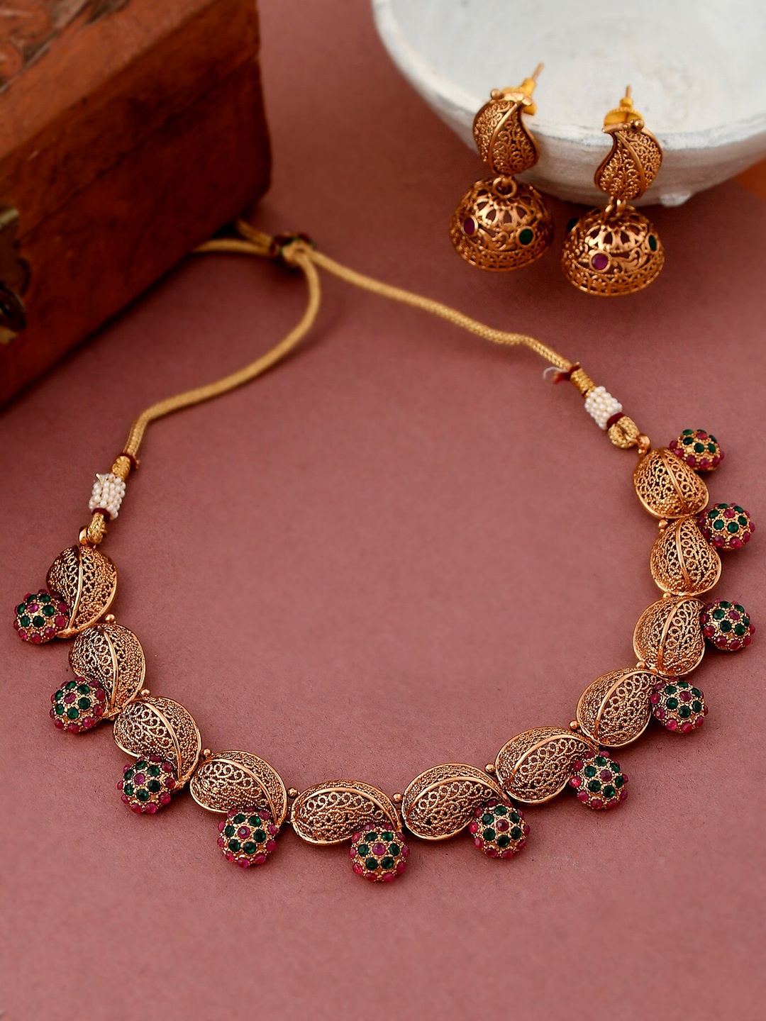 

Shoshaa Gold-Plated Stone-Studded Jewellery Set