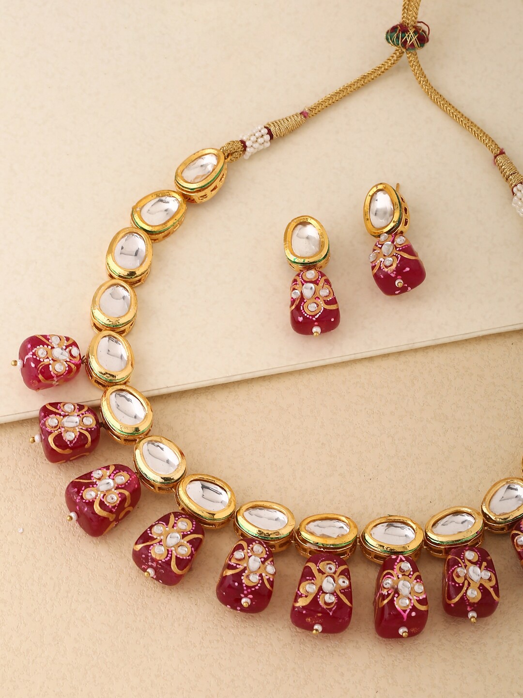 

Shoshaa Gold-Plated Kundan-Studded & Beaded Jewellery Set