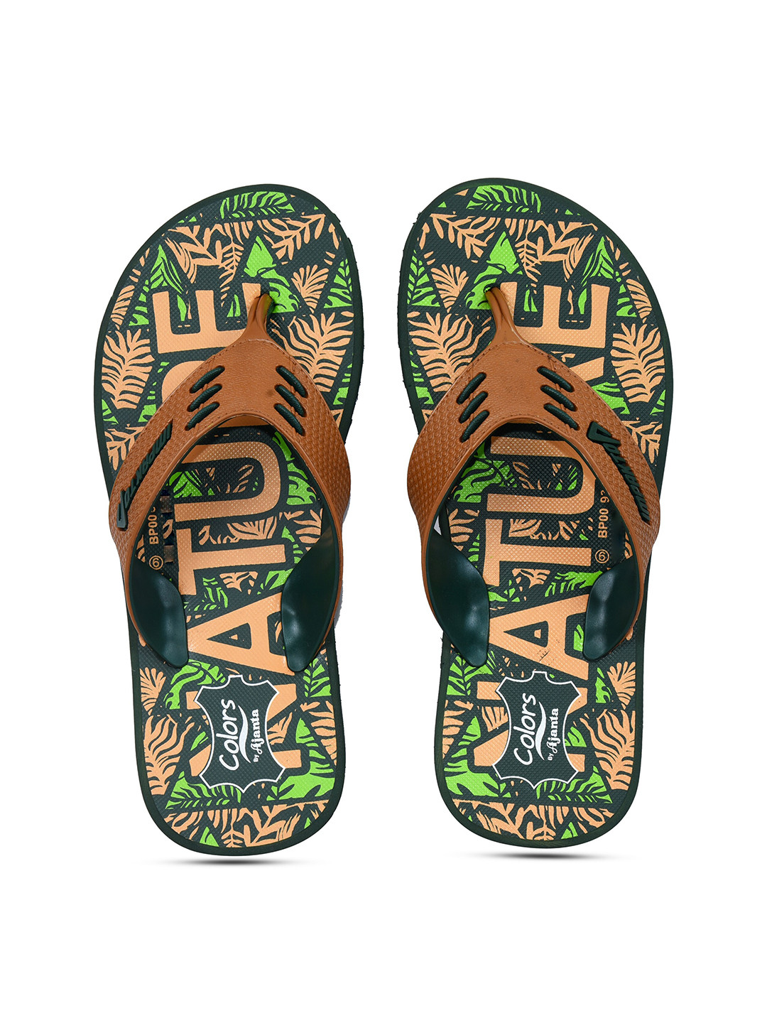 

Ajanta Men Printed Thong Flip-Flops, Green