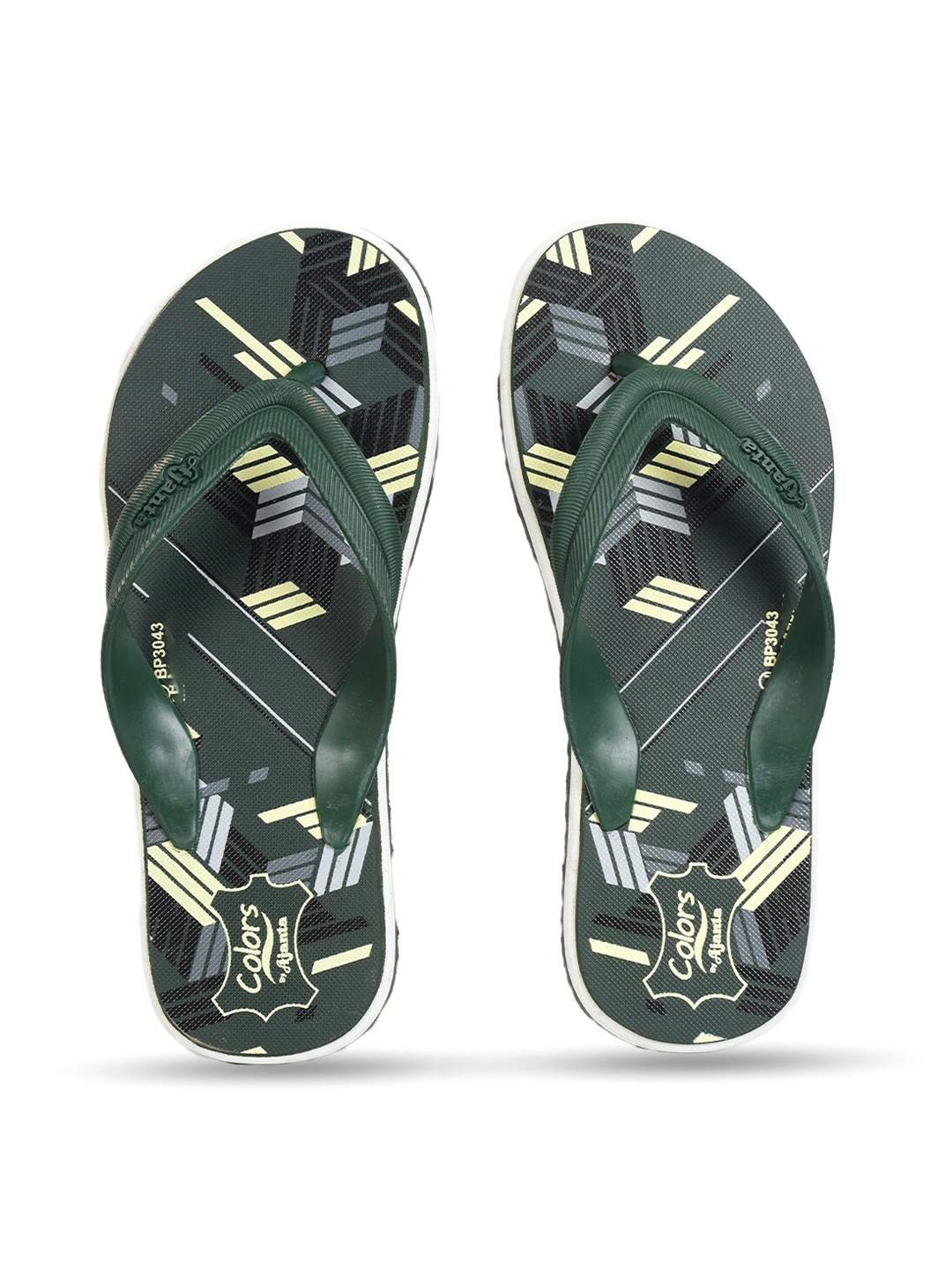 

Ajanta Men Printed Rubber Thong Flip-Flops, Green