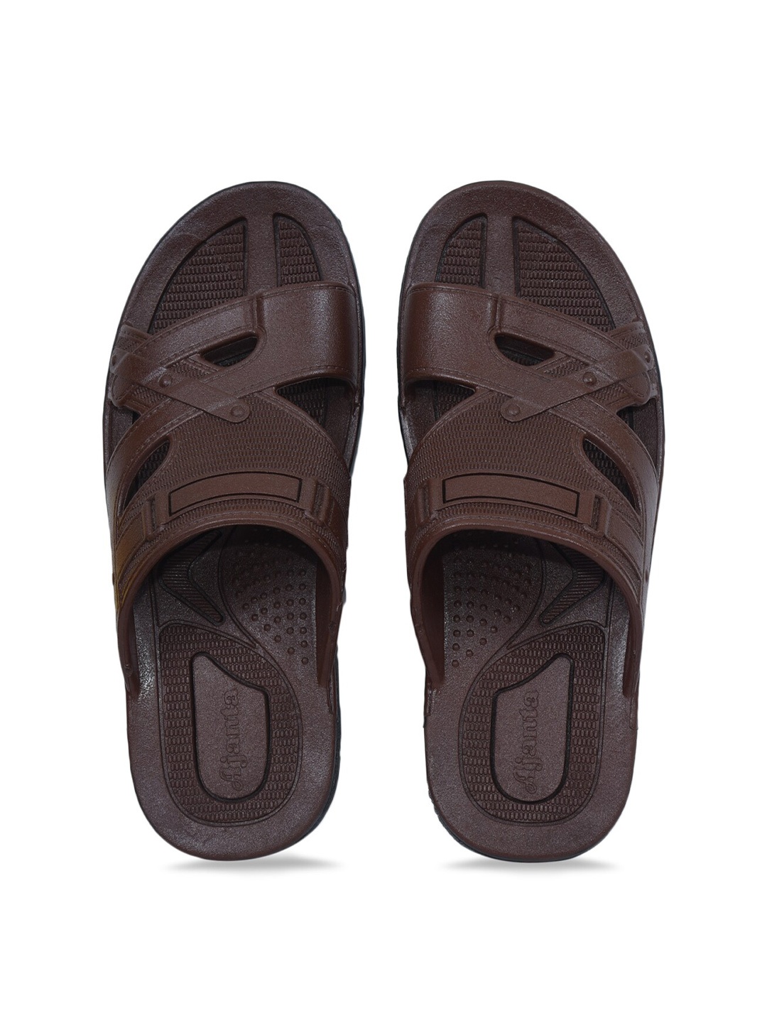

Ajanta Men Textured Comfort Sandals, Brown