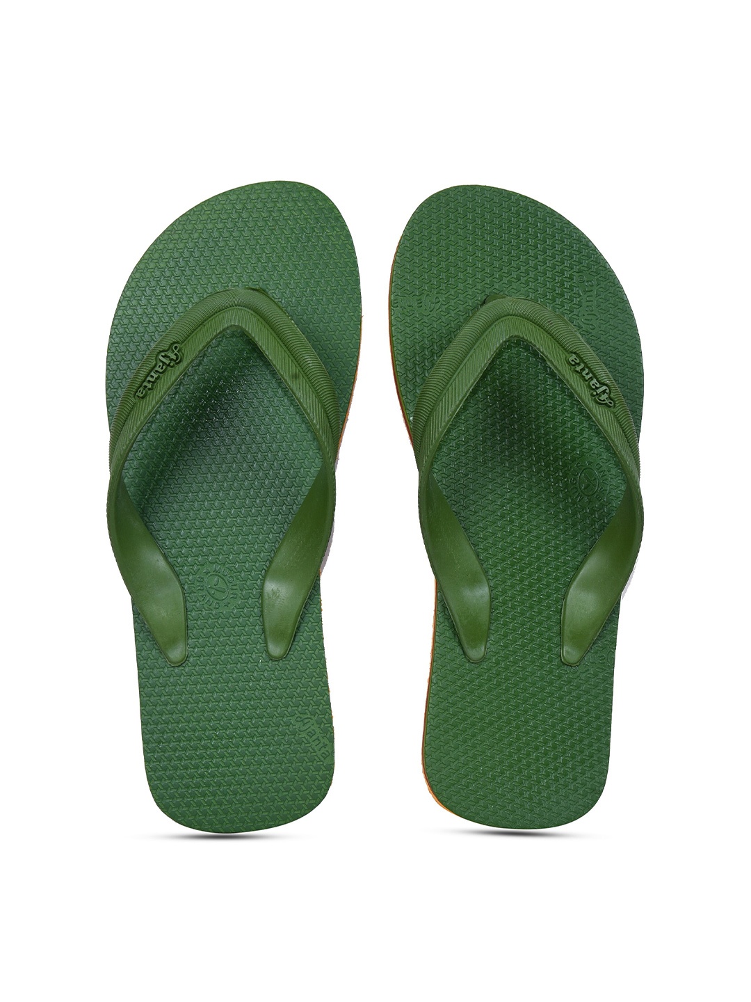 

Ajanta Men Textured Rubber Thong Flip-Flops, Green