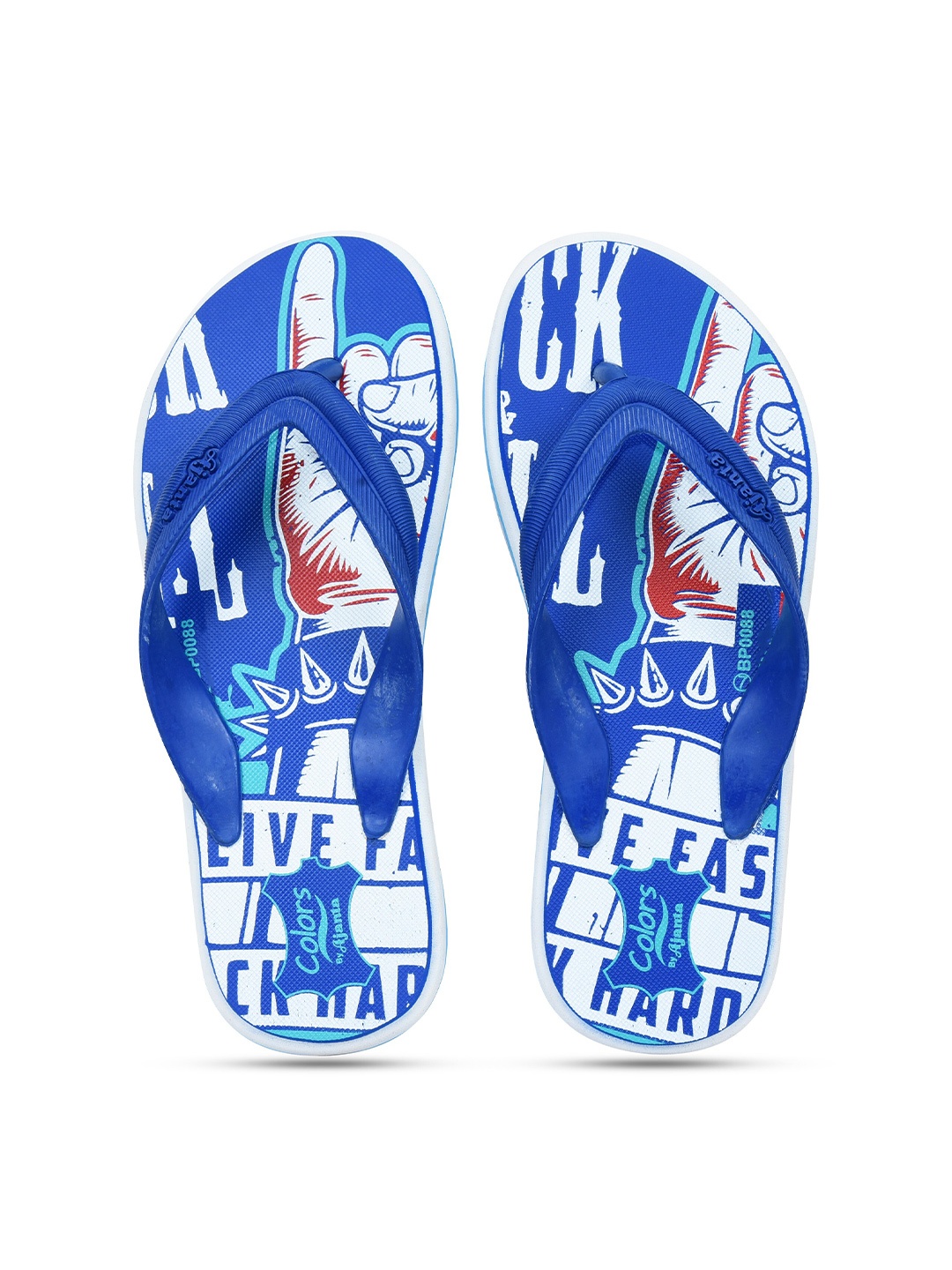 

Ajanta Men Printed Rubber Thong Flip-Flops, Blue