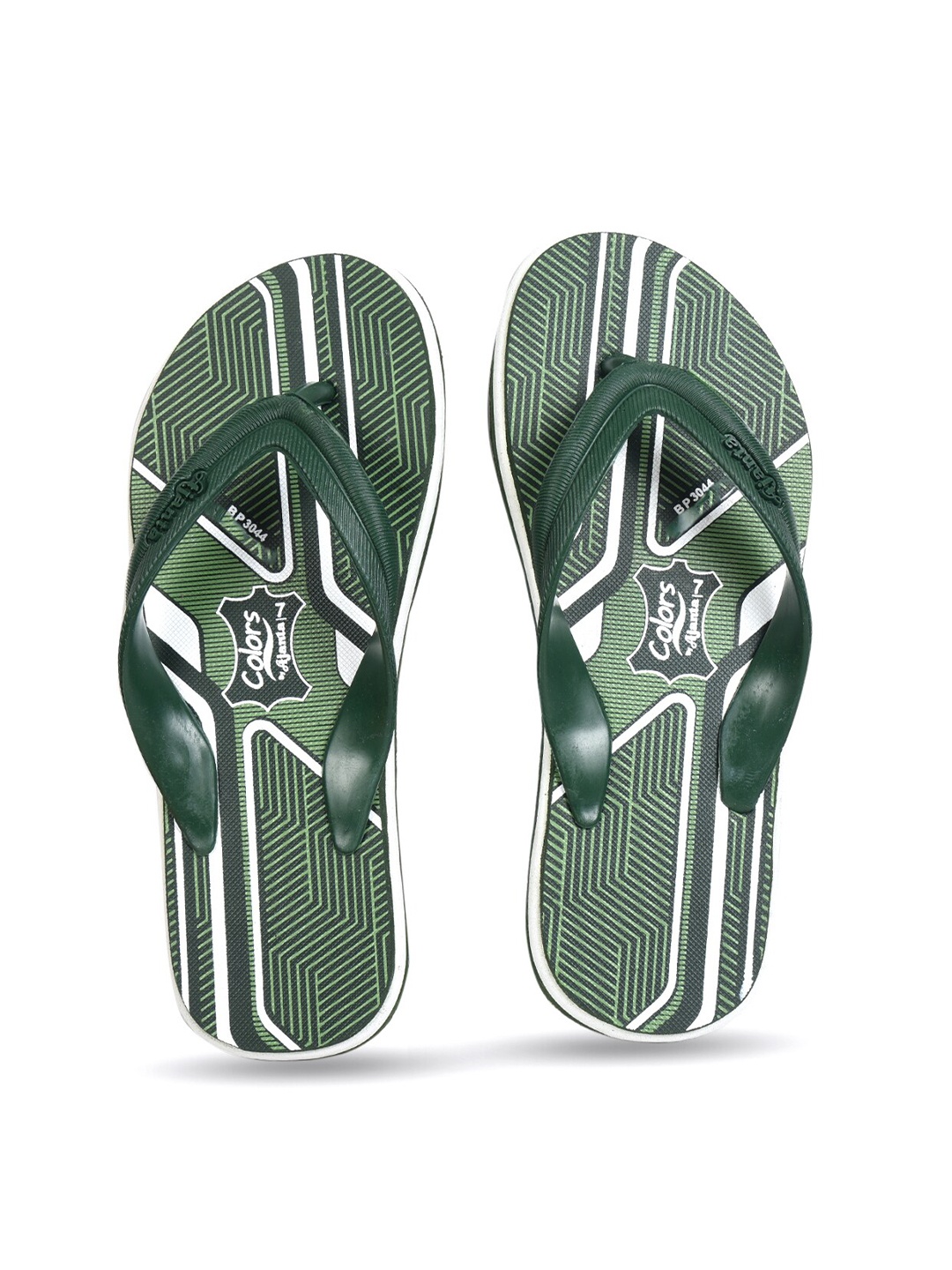 

Ajanta Men Striped Rubber Thong Flip-Flops, Olive