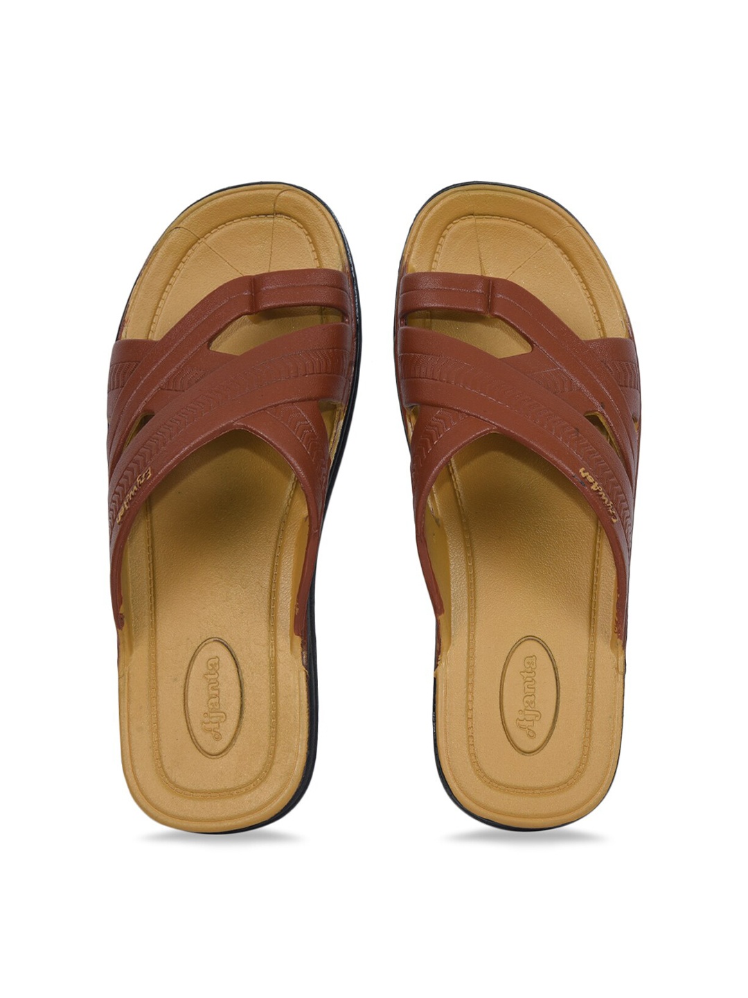 

Ajanta Men Textured Comfort Sandals, Brown