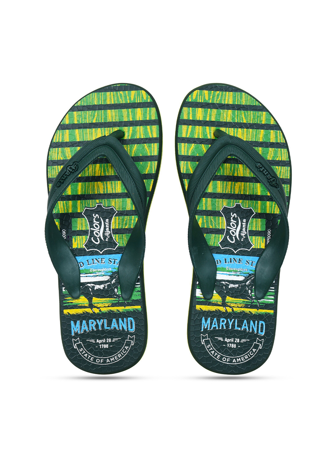 

Ajanta Men Printed Rubber Thong Flip-Flops, Green