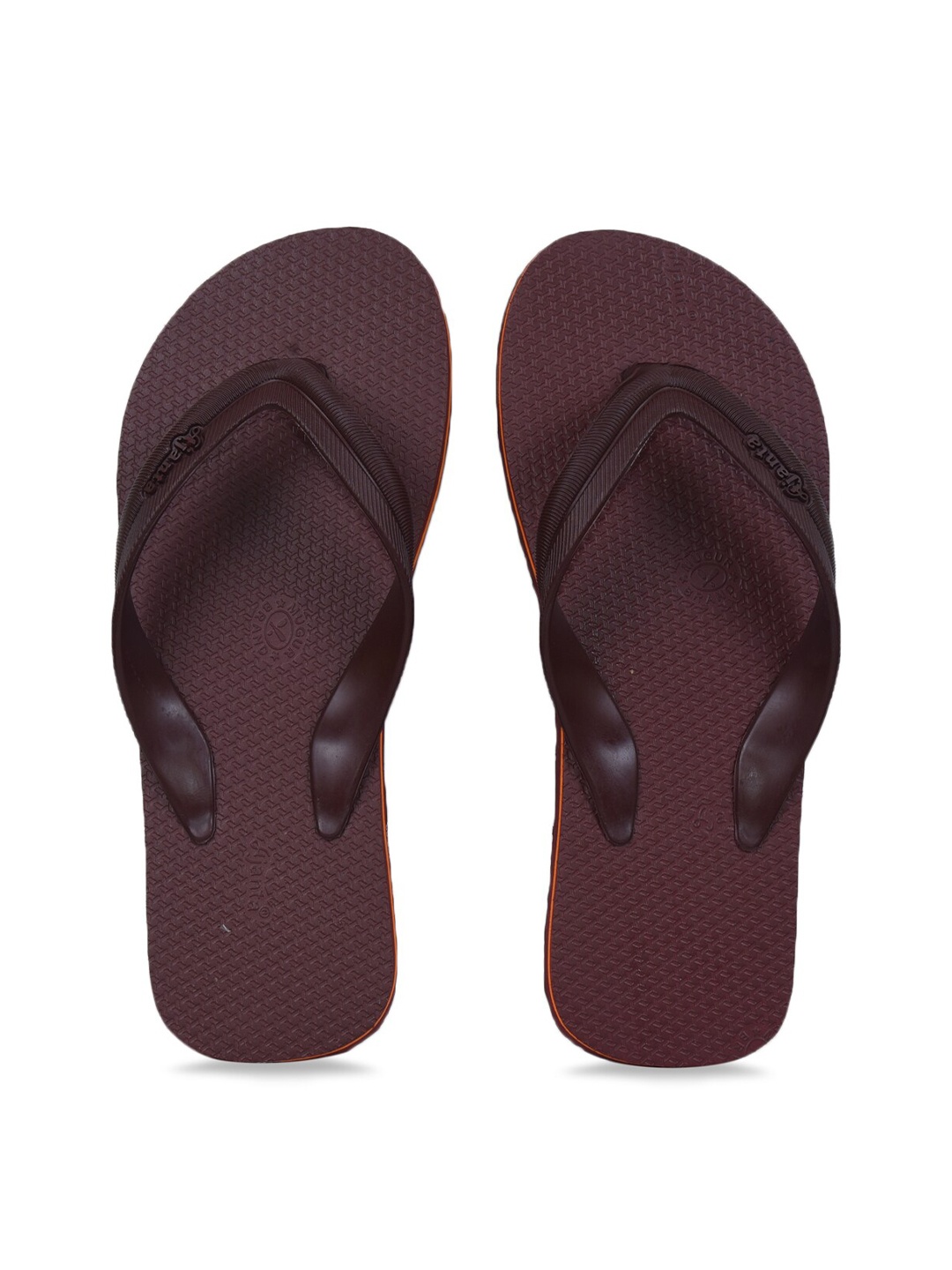 

Ajanta Men Textured Rubber Thong Flip-Flops, Brown