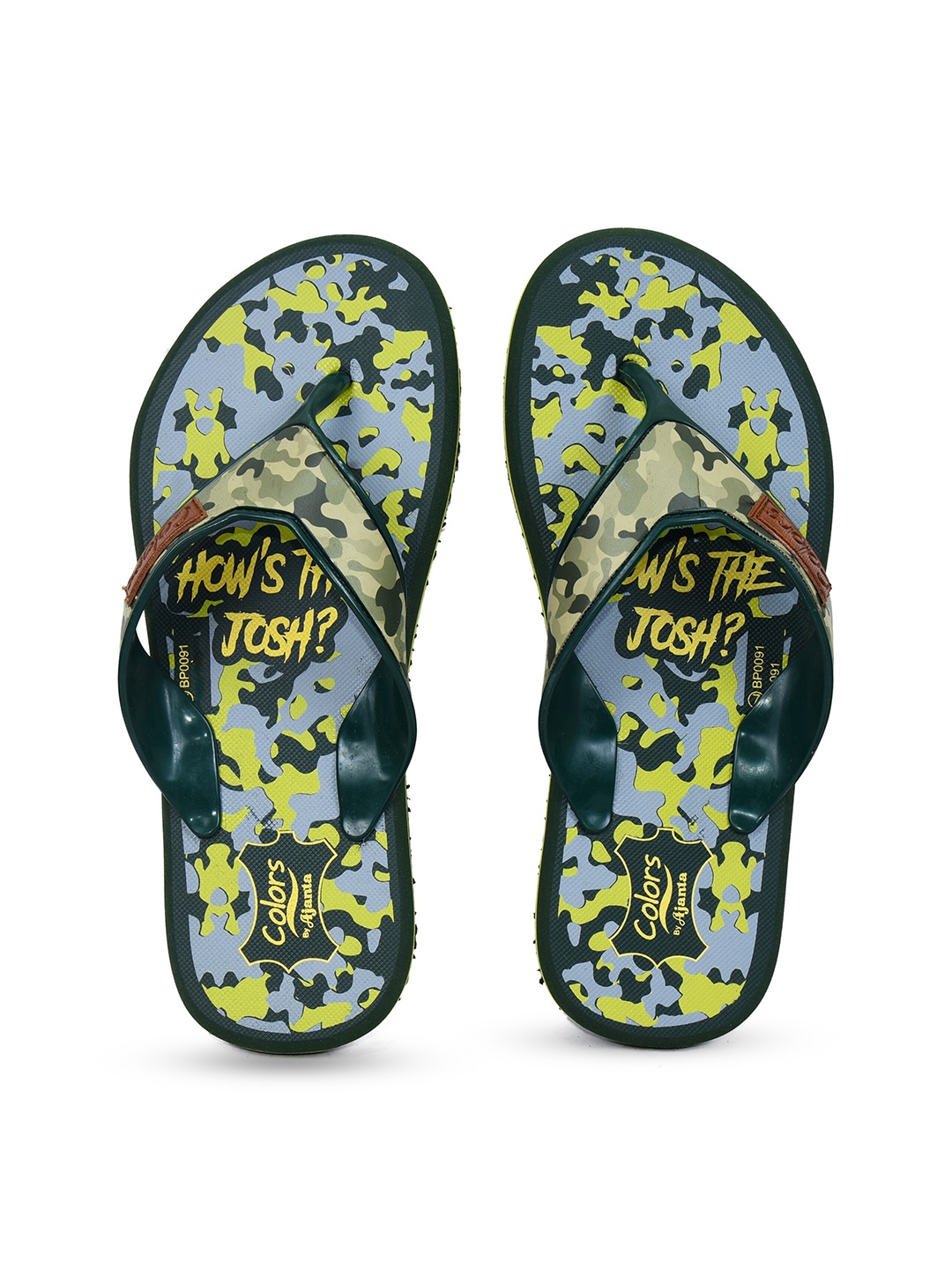 

Ajanta Men Printed Thong Flip-Flops, Green