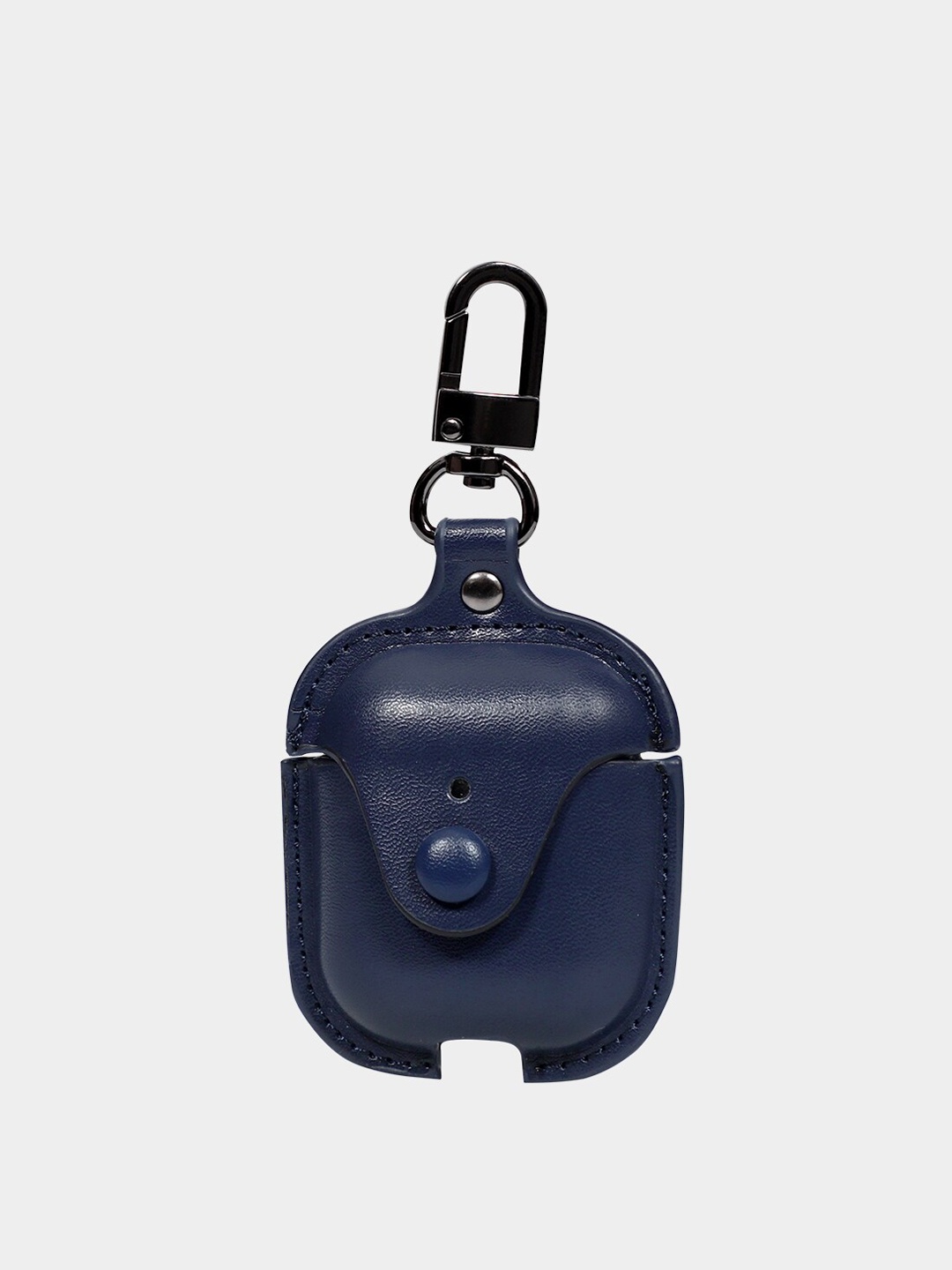 

TREEMODA Textured Leather Airpods Case Cover With Keychain, Navy blue