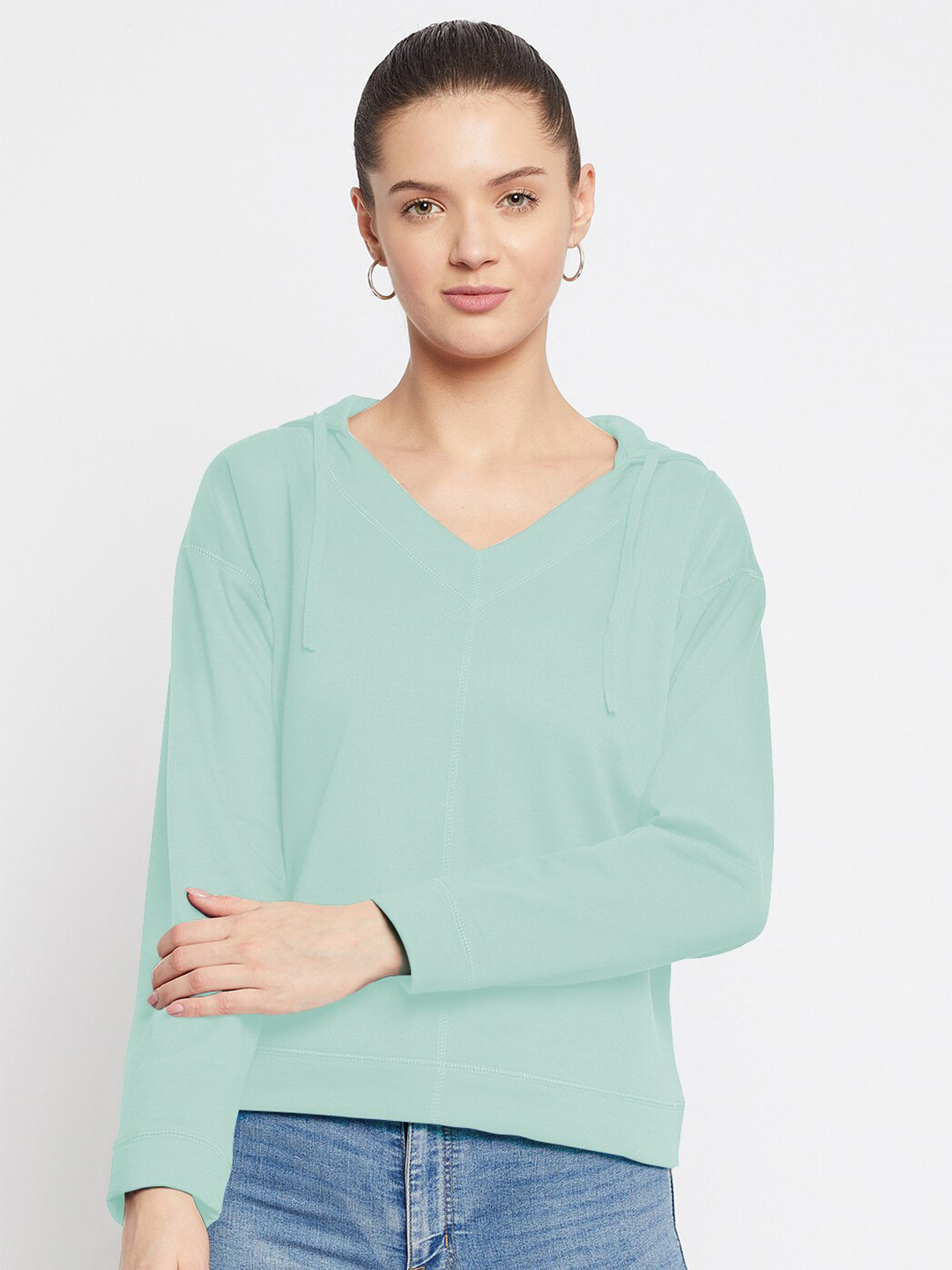 

FRENCH FLEXIOUS Hooded Cotton Sweatshirt, Sea green