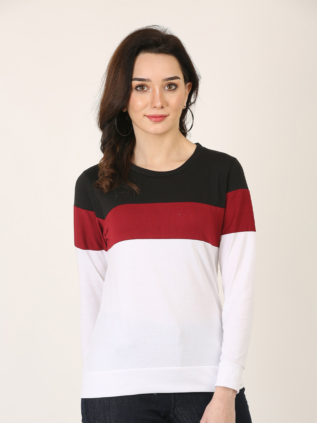 

GIRLS SHOPPIE Colorblocked Long Sleeve Cotton T-shirt, Maroon