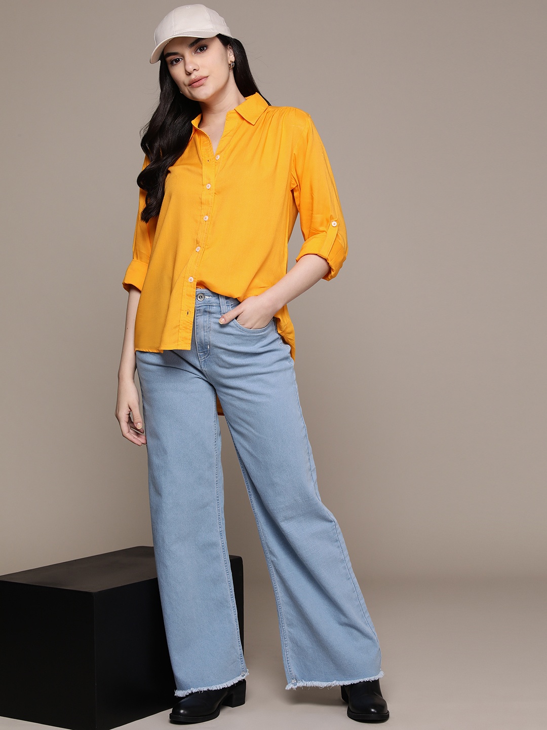 

Roadster Women Solid Casual Shirt, Yellow