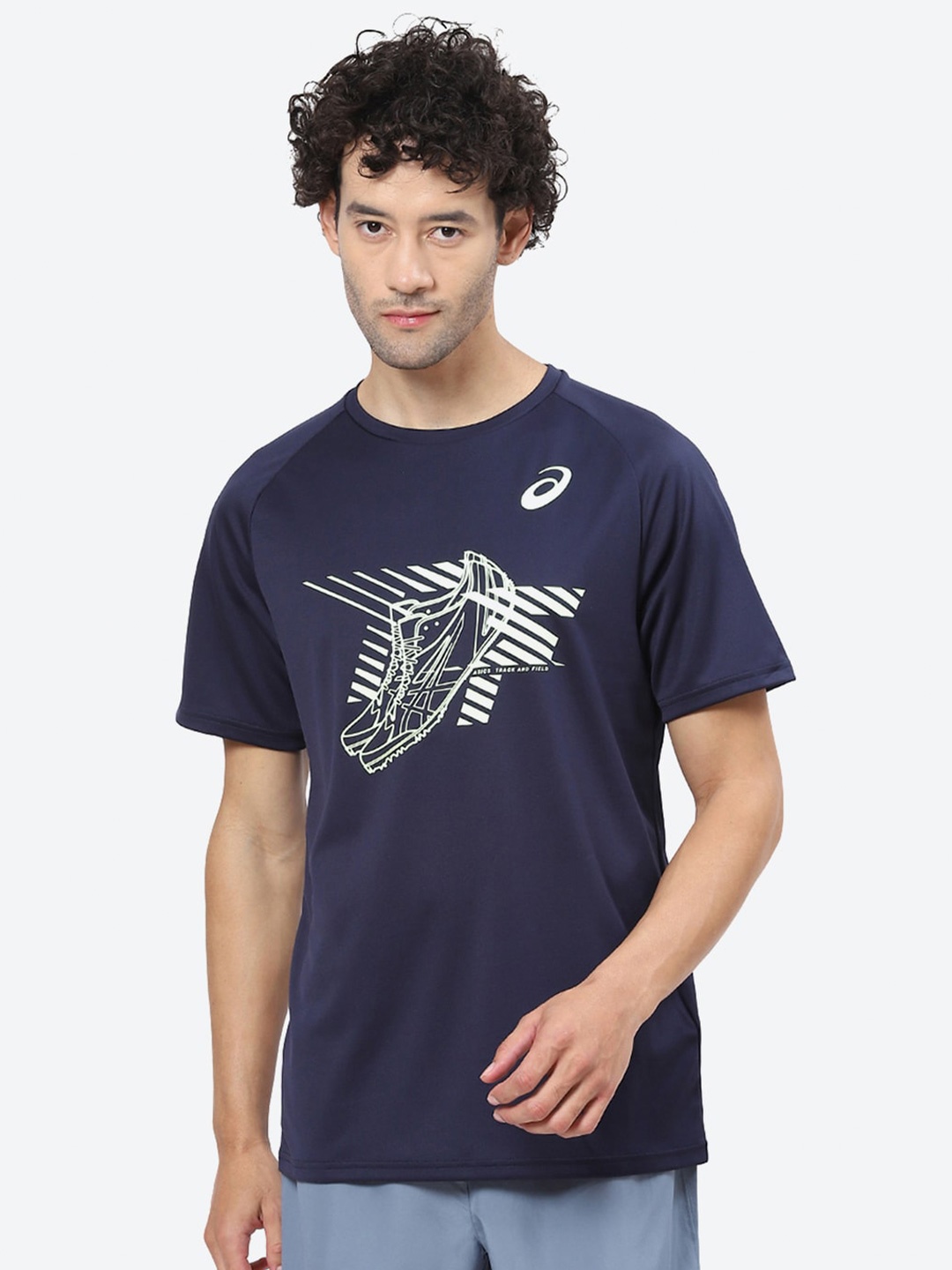 

ASICS Graphic Printed Raglan Sleeves T-Shirt, Blue