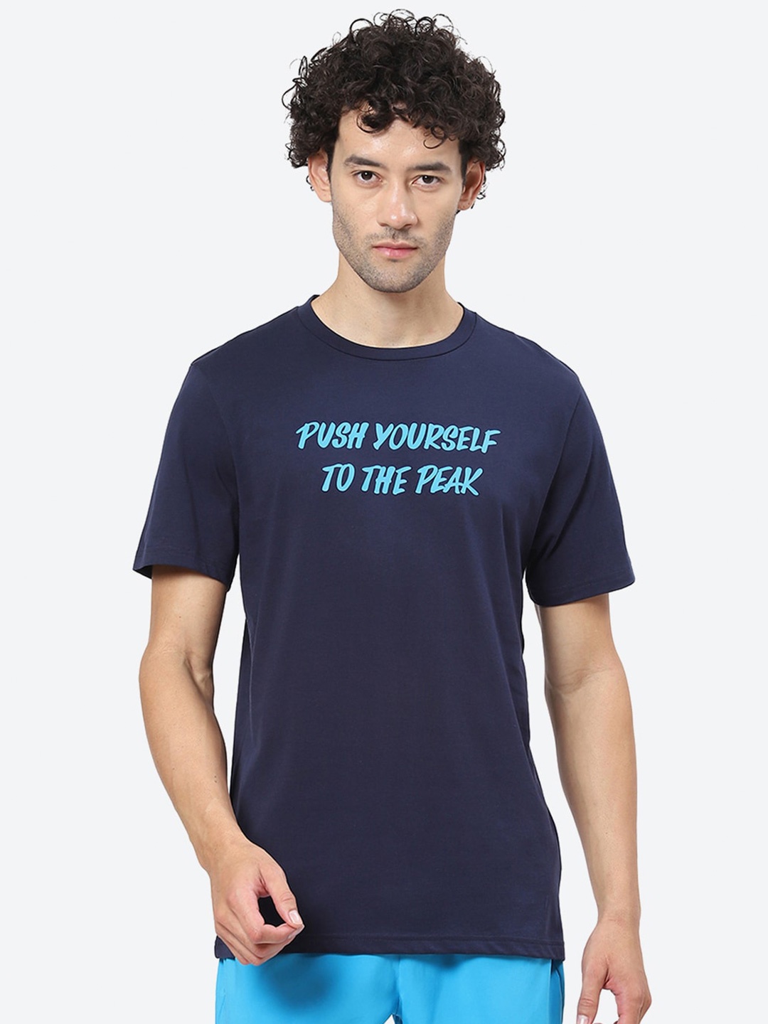 

ASICS Typography Printed Cotton T-Shirt, Navy blue