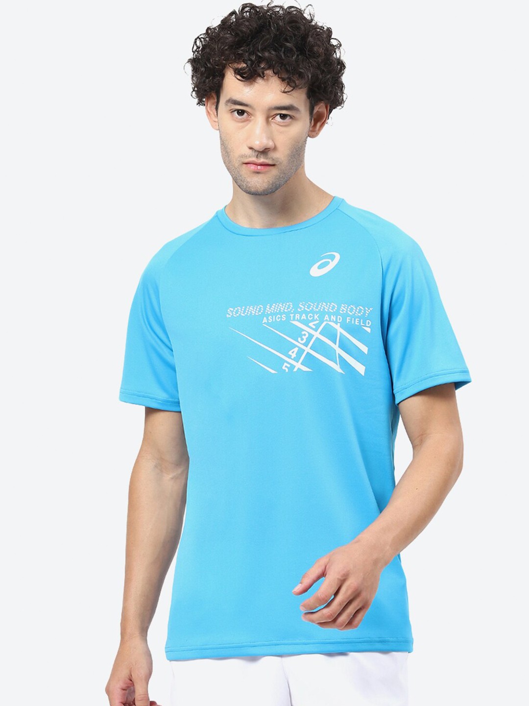 

ASICS FINISH LINE GRAPHIC SS Printed Round Neck T-Shirt, Blue