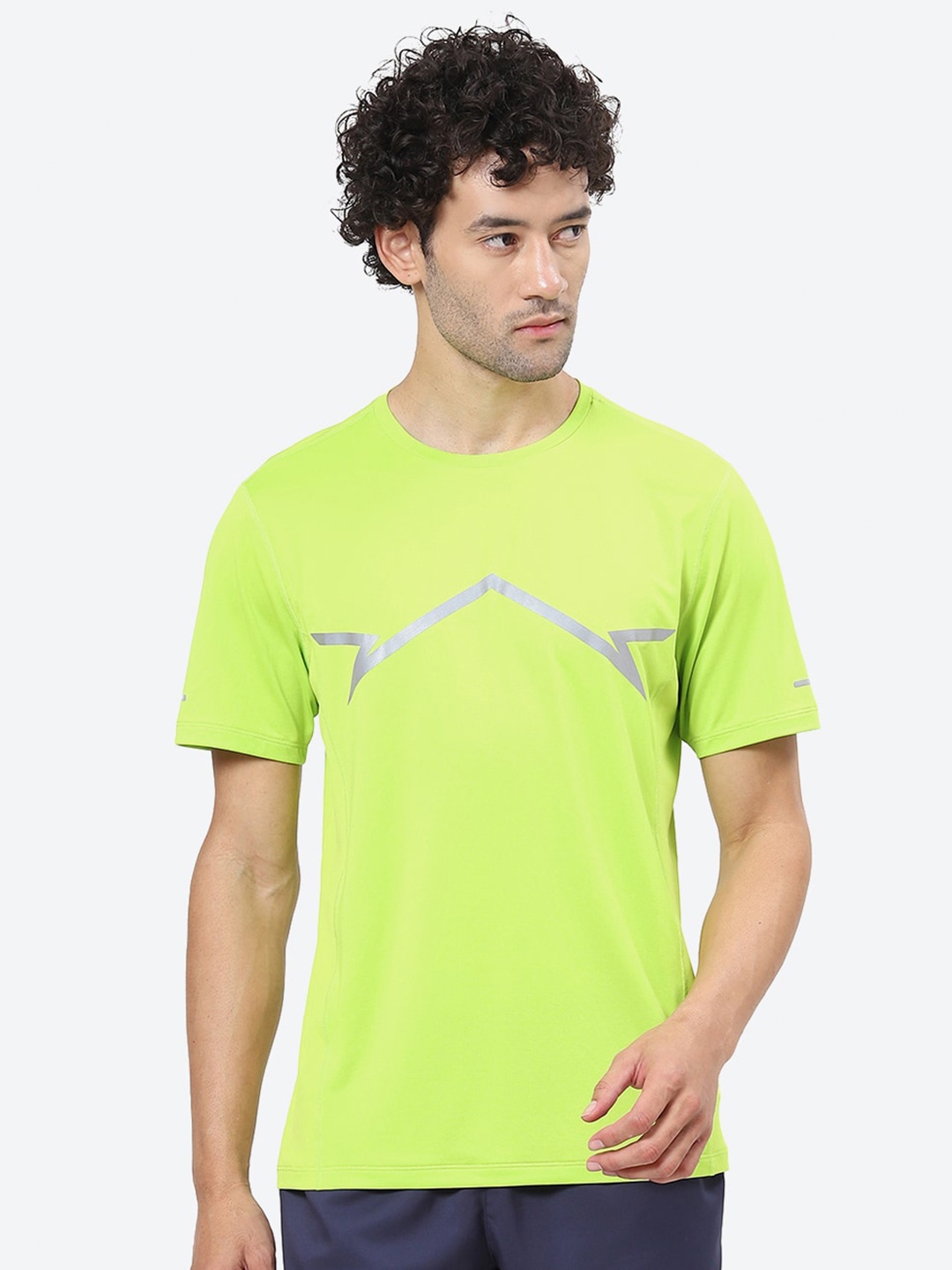 

ASICS LITE-SHOW SS Printed Round Neck Cotton T-Shirt, Green