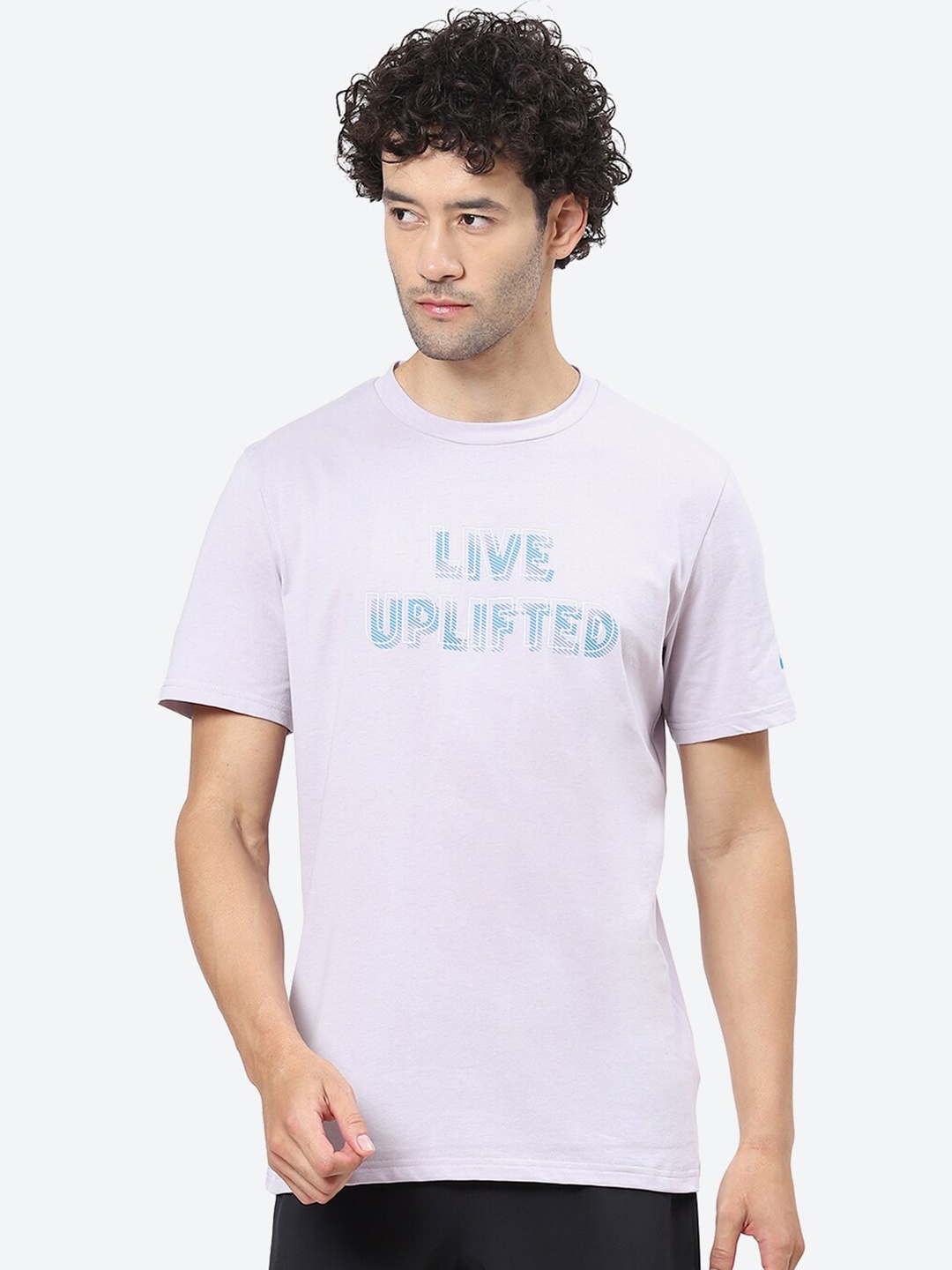 

ASICS Typography Printed Round Neck Cotton T-Shirt, Purple
