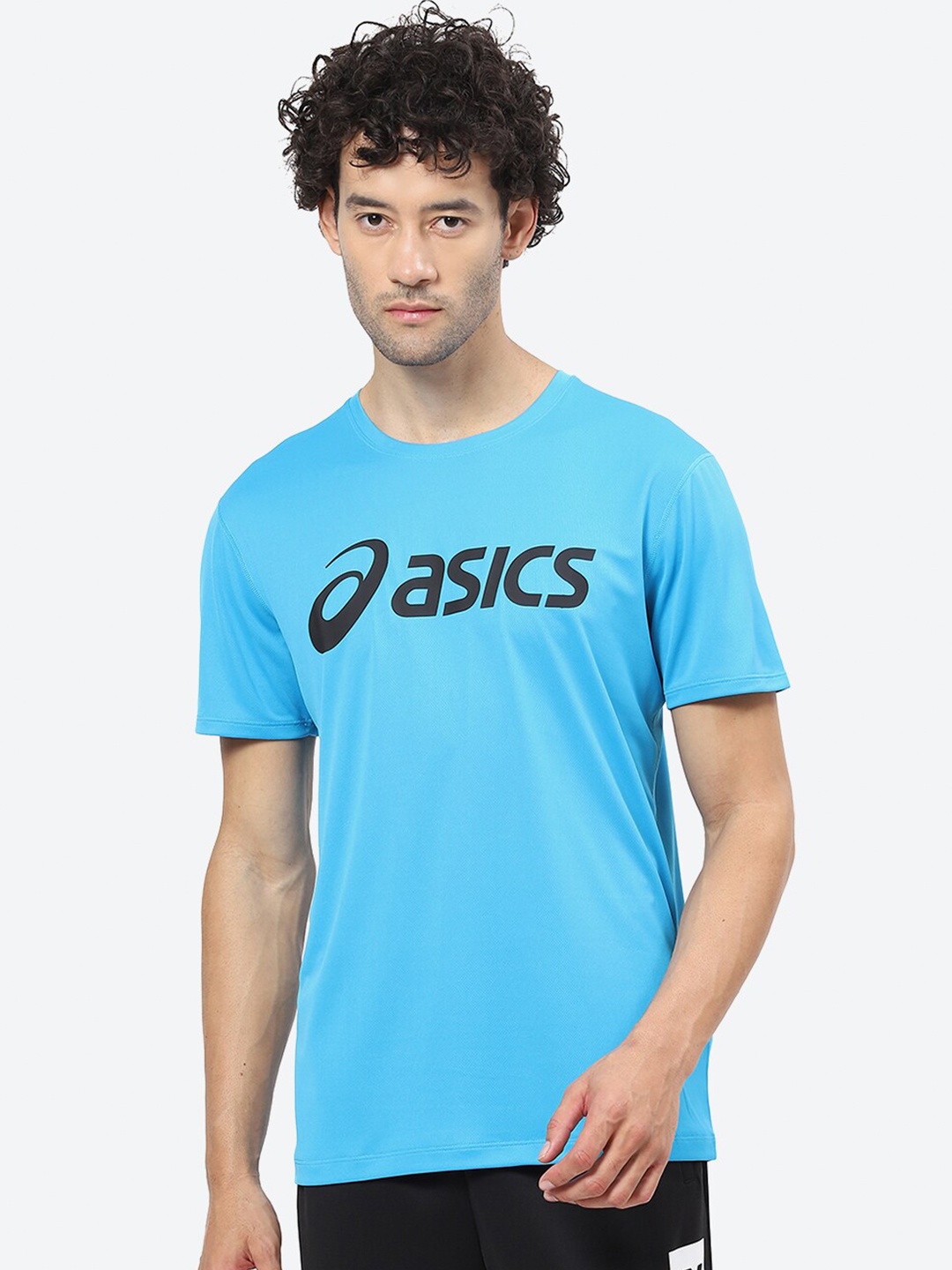 

ASICS Typography Printed Cotton T-Shirt, Blue