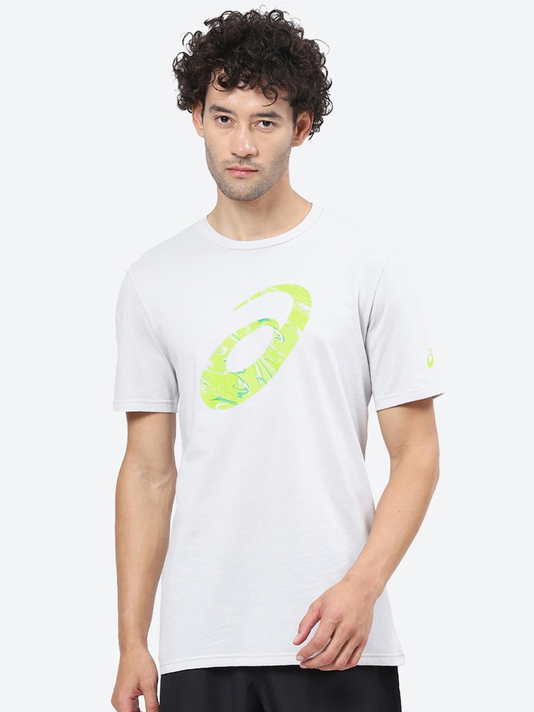 

ASICS Graphic Printed Round Neck Cotton T-Shirt, White
