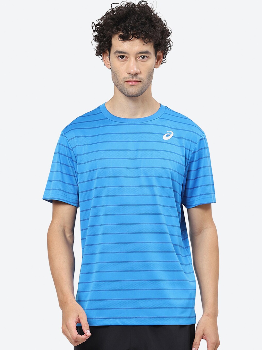 

ASICS Striped Cotton T-Shirt, Blue