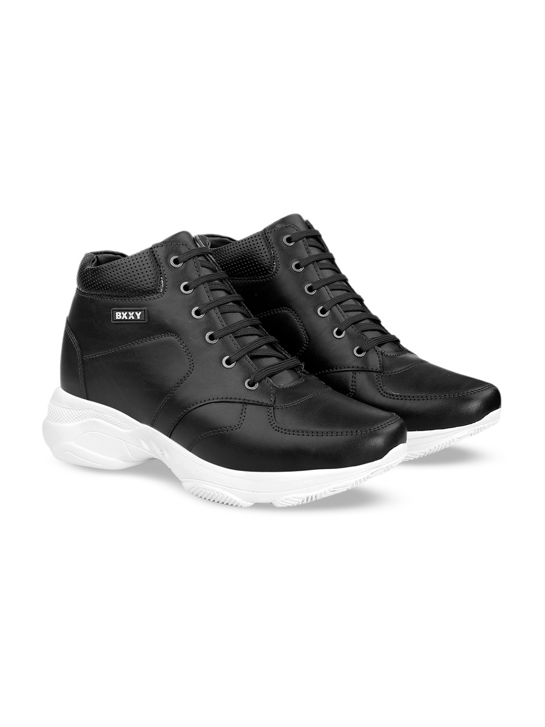 

Bxxy Men Hidden Elevator Height Increasing Lightweight Mid-Top Sneakers, Black