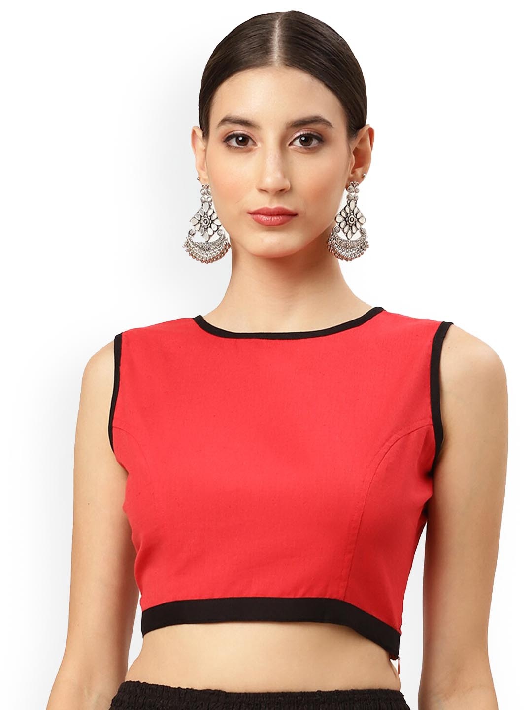 

Molcha Sleeveless Non Padded Cotton Saree Blouse, Red