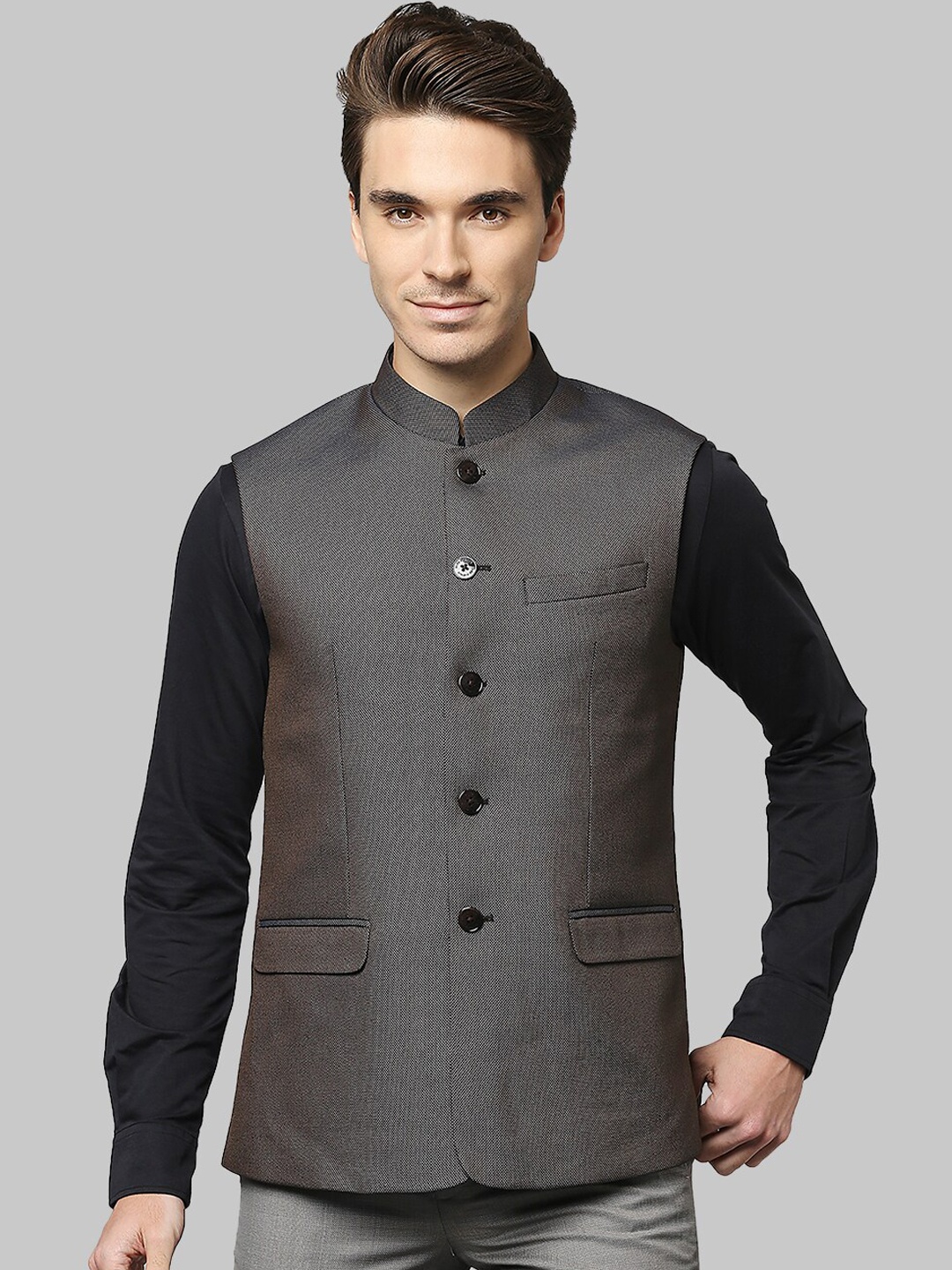 

Park Avenue Woven Design Nehru Jackets, Maroon