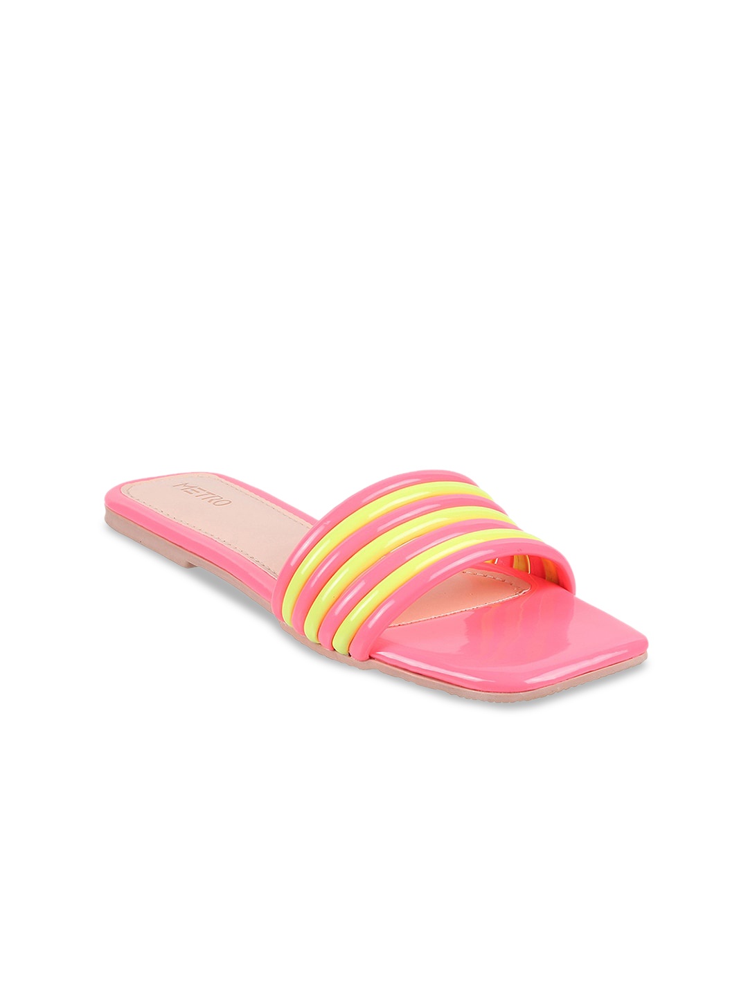 

Metro Women Striped Open Toe Flats, Pink